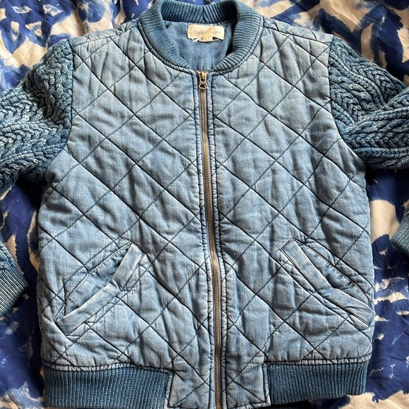 Anthropologie Cloth & Stone Quilted Chambray Bomber Jacket size XS - Picture 7 of 16